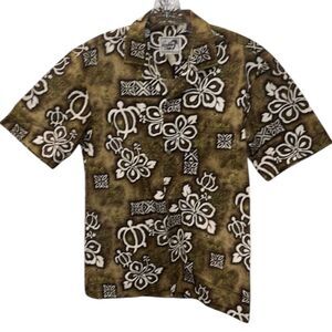 Paradise style aloha shirt floral pattern polyester & cotton me size S.